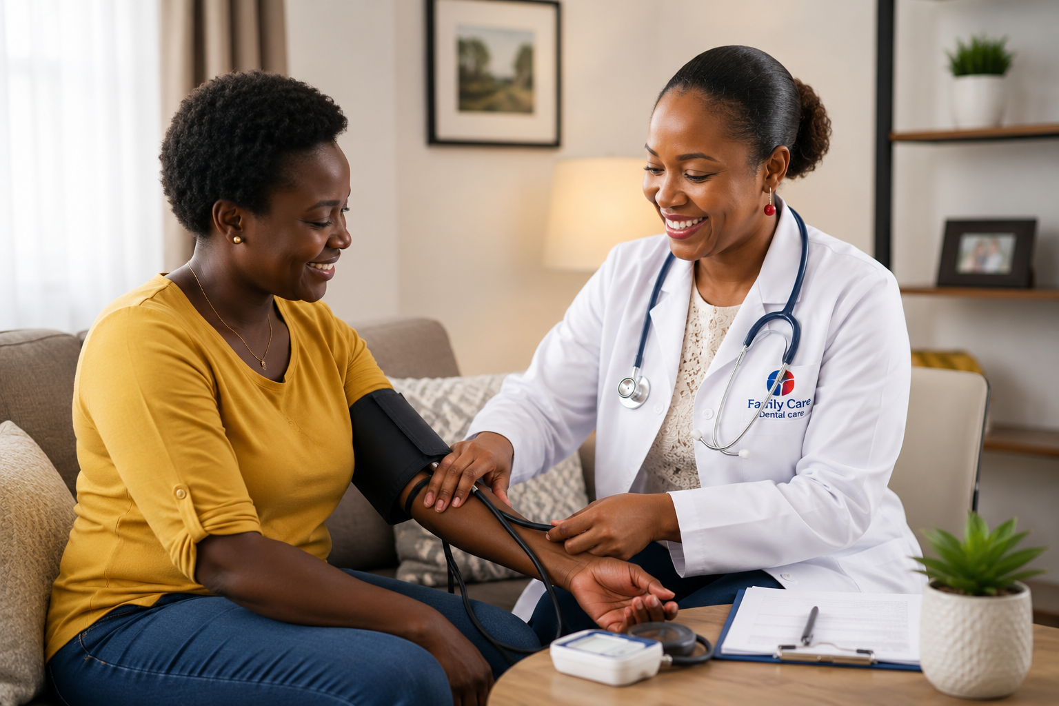 Medical personnel visiting a patient at home